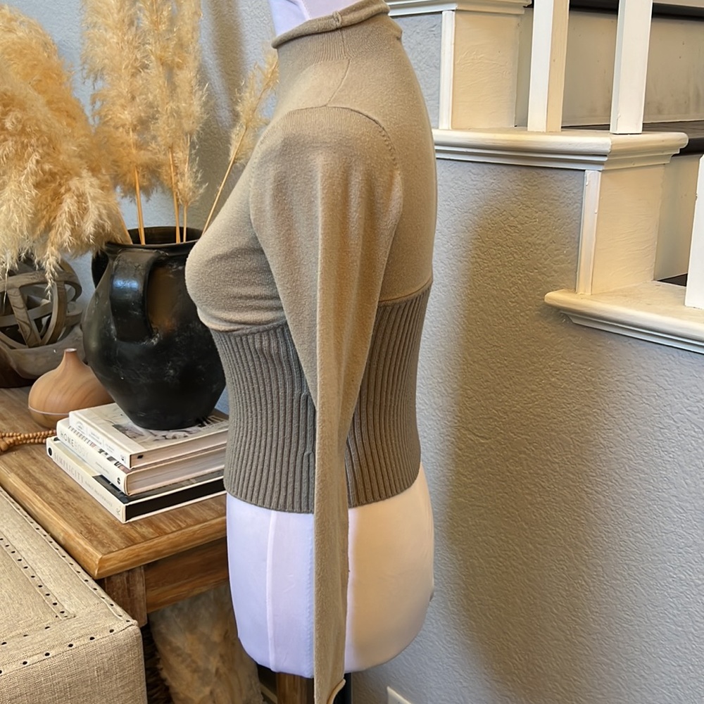 Zara Mock Neck Combination Long Sleeve Sweater - Picture 5 of 9